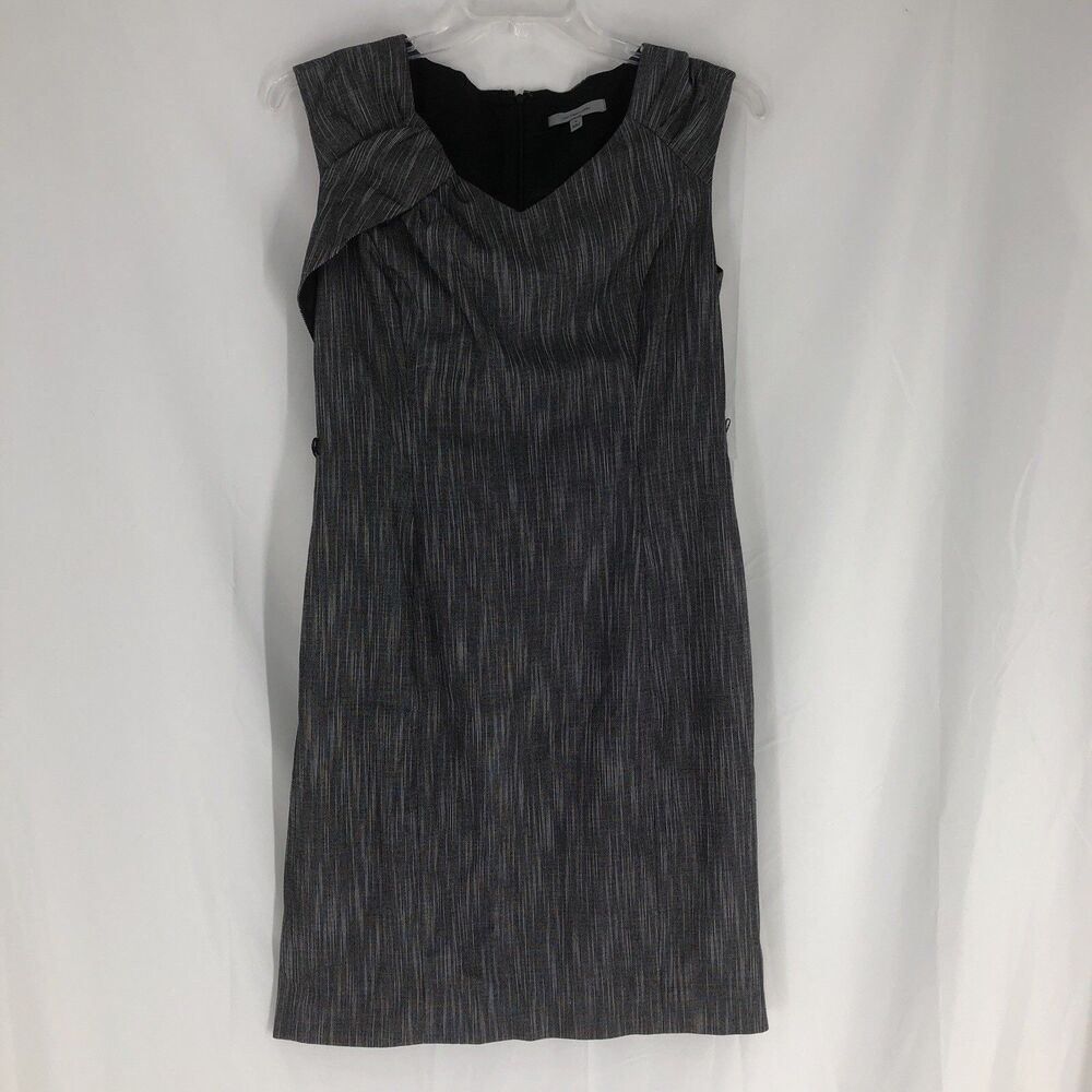 Classiques Entier Gray/Black Size 10 Sheath Dress Career Business Office Casual